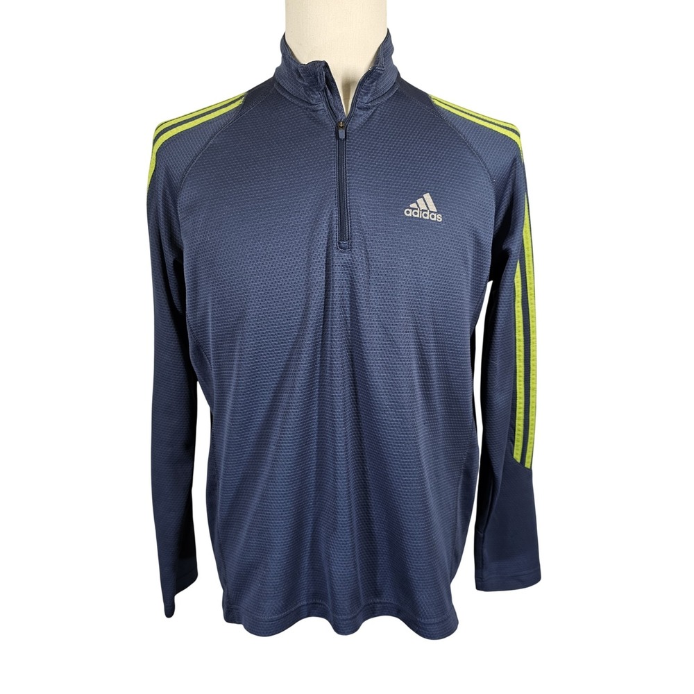 Adidas Formotion 1/4 Zip Pullover Shirt Mens Medium Striped Long Sleeve Athletic